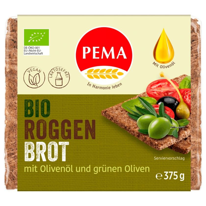 Pema Bio Roggen Brot Olive 375g